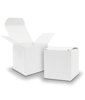15 Bomboniera Scatola Bianco Cubo Carta Lucida Portaconfetti Matrimoni Battesimo         