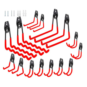 Set 15 ganci da garage per carichi pesanti, doppio braccio antiscivolo, dimensioni e forme diverse