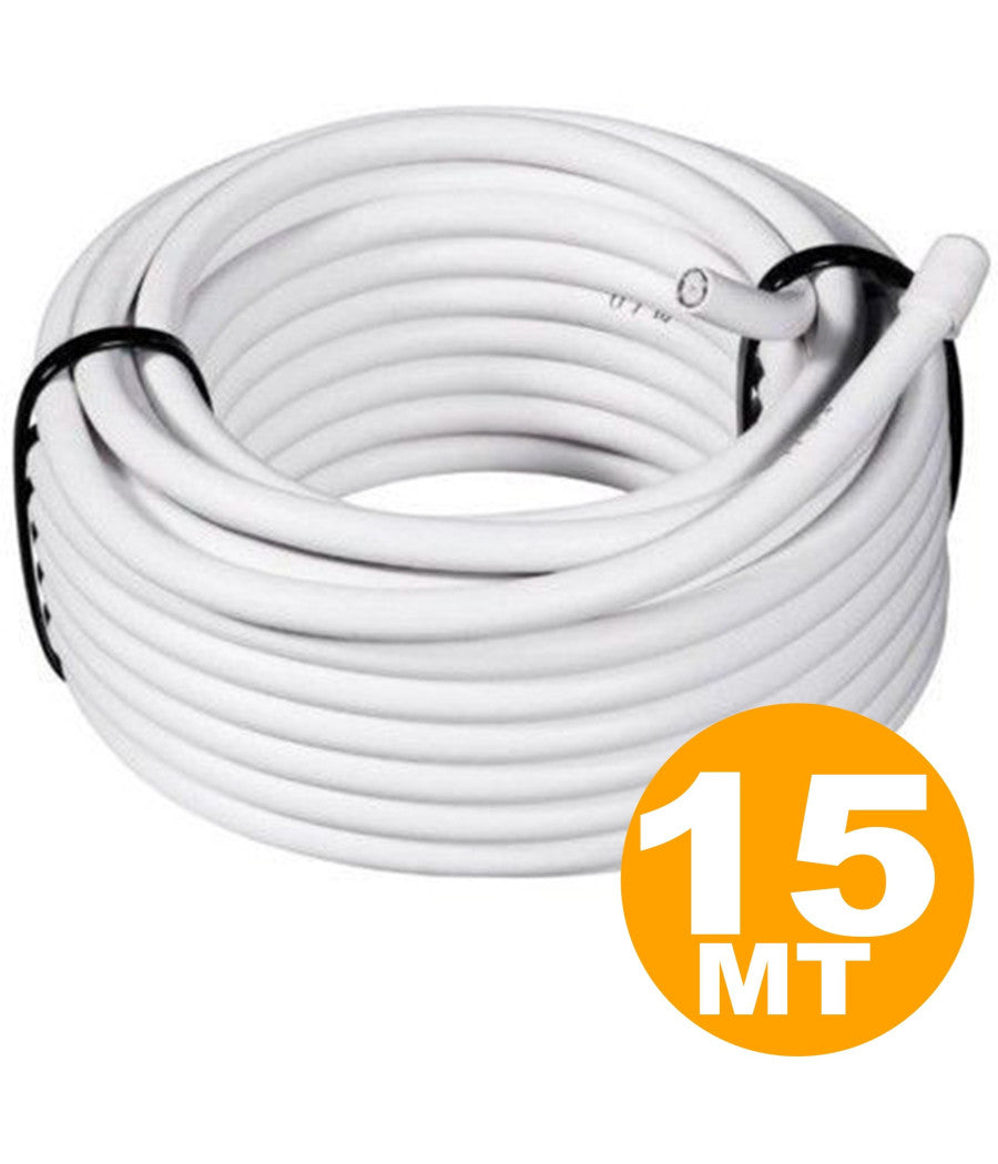 15 Metri Cavo Prolunga Coassiale Per Tv Antenna Digitale Terrestre 75 Ohm         