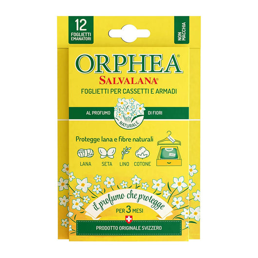 Salvalana, Foglietti per Cassetti e Armadi, Protegge Lana e Vestiti, 12 Foglietti Emanatori, Fiori, Orphea