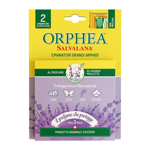 Emanatori Grandi Armadi, Protegge Lana e Vestiti, Agisce x 3 Mesi, 2 Diffusori, Lavanda Maillette,Orphea Salvalana