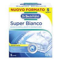 Super Bianco, Rimuove l'Ingrigimento, l'Ingiallimento e Rende la Biancheria Bianca più Bianca, 5x40g, Dr. Beckmann