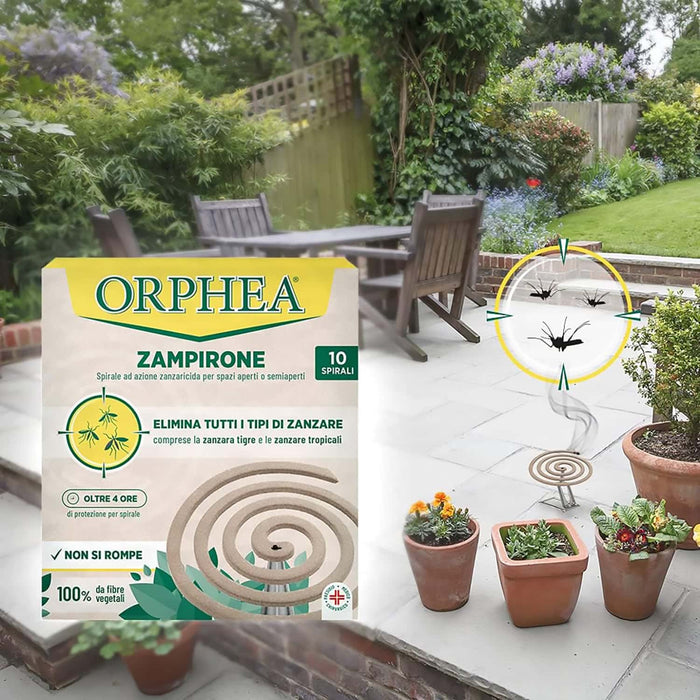 Spirali ad Azione Insetticida e Zanzaricida, Per Ambienti Aperti e Semiaperti, in Fibre 100% vegetali, Efficaci fino a 4 ore, 10pz, Orphea