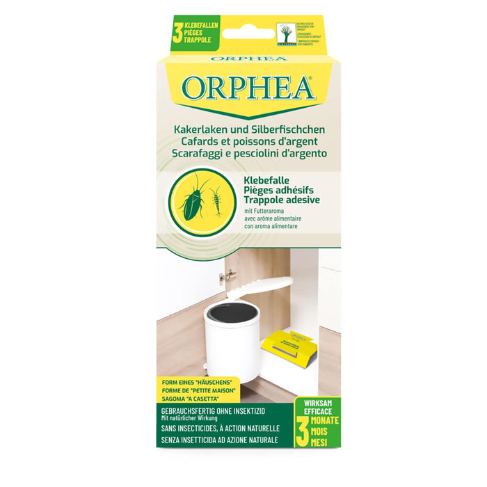 Trappole Adesive per Scarafaggi e Pesciolini d'Argento, senza Insetticidi ad Azione Naturale, Efficace 3 Mesi,3 pz, Orphea