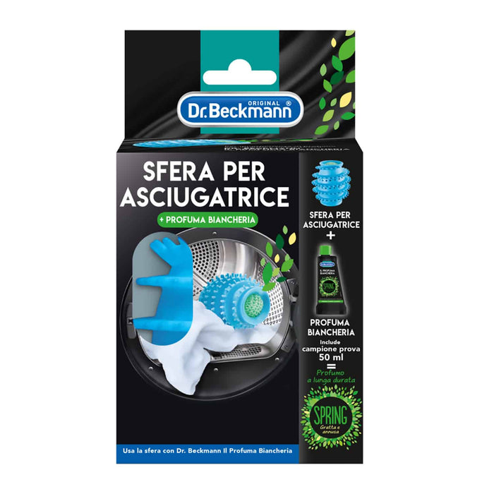Sfera per Asciugatrice, Incluso un Campioncino Gratuito di Profuma Biancheria Spring, 50ml, Dr. Beckmann
