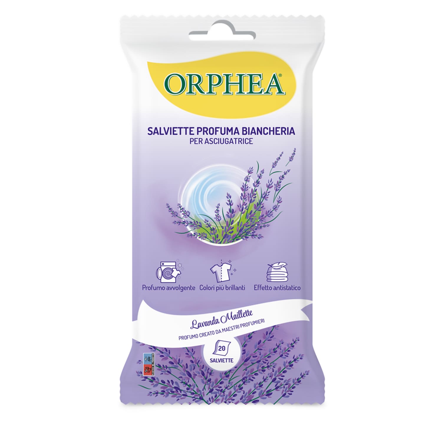 Salviette per Asciugatrice, Profuma a Lungo il Bucato, Confezione da 20 Salviette, Orphea