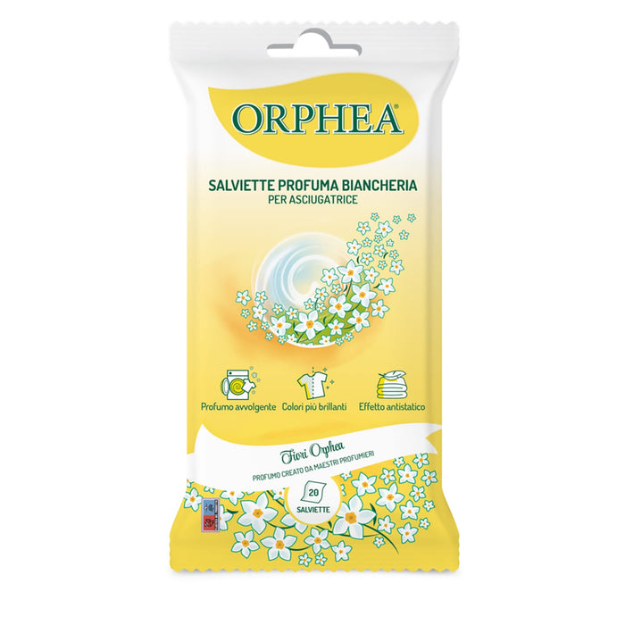 Salviette per Asciugatrice, Profuma a Lungo il Bucato, Confezione da 20 Salviette, Orphea