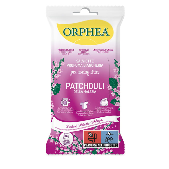 Salviette per Asciugatrice, Profuma a Lungo il Bucato, Confezione da 20 Salviette, Orphea