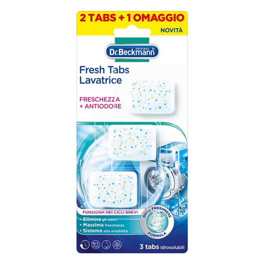 Fresh Tabs Lavatrice, Prodotto Cura Lavatrice in Tabs Facili da Utilizzare, 3x20g, Dr. Beckmann
