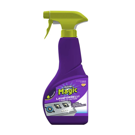 Lavafornelli e Piani di Cottura, Sgrassa e Igienizza,Previene i Cattivi Odori,Con estratti di Agrumi,500ml, Mister Magic