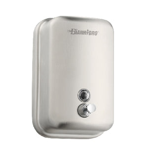 Dispenser di sapone liquido verticale a parete in acciaio