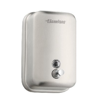 Dispenser di sapone liquido verticale a parete in acciaio capacità 0,8 lt