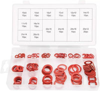 150 PZ GUARNIZIONI COMPRESSE IN FIBRA 14 MISURE DIVERSE ANELLI RONDELLE PIATTE