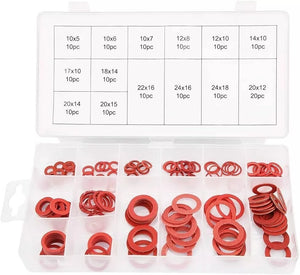 150 PZ GUARNIZIONI COMPRESSE IN FIBRA 14 MISURE DIVERSE ANELLI RONDELLE PIATTE