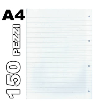 150 Fogli Forati Per Quaderni Anelli Quaderno A4 A Righe 1r 60gr Scuola Ufficio         