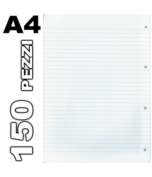 150 Fogli Forati Per Quaderni Anelli Quaderno A4 A Righe 1r 60gr Scuola Ufficio         