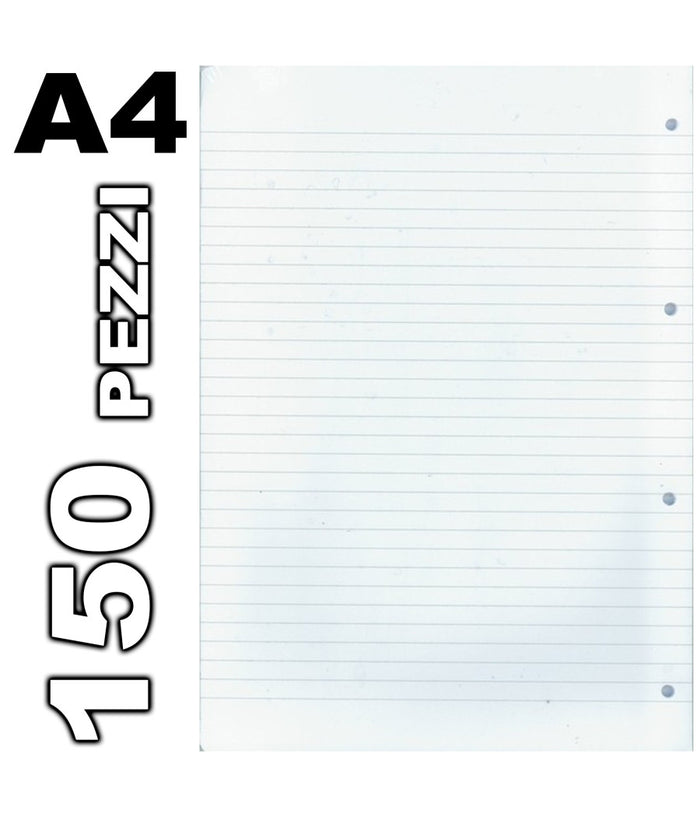 150 Fogli Forati Per Quaderni Anelli Quaderno A4 A Righe 1r 60gr Scuola Ufficio         
