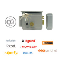 Serratura elettrica universale 8–12 V Extel 150011 – Apertura destra/sinistra con pulsante interno di sblocco