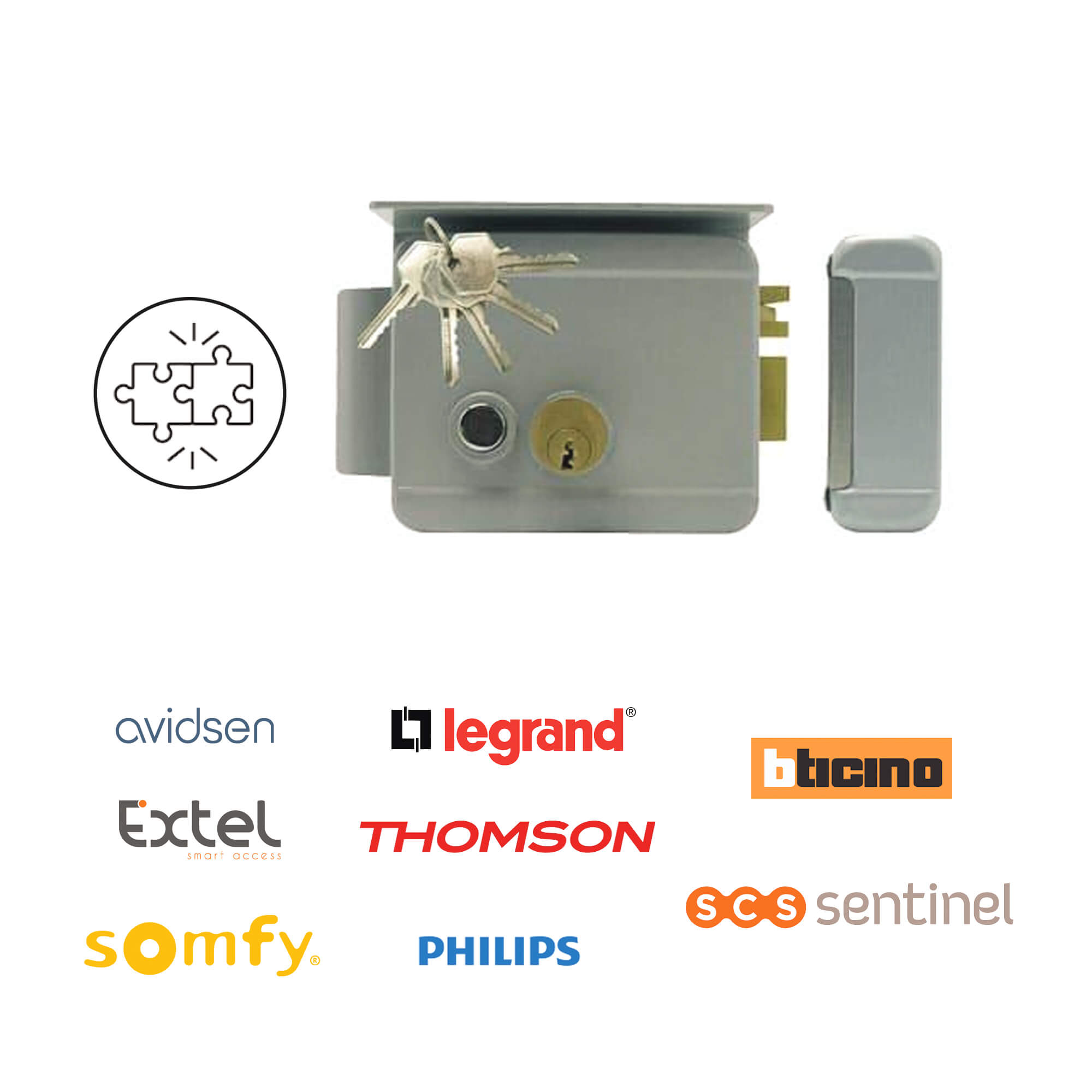 Serratura elettrica universale 8–12 V Extel 150011 – Apertura destra/sinistra con pulsante interno di sblocco