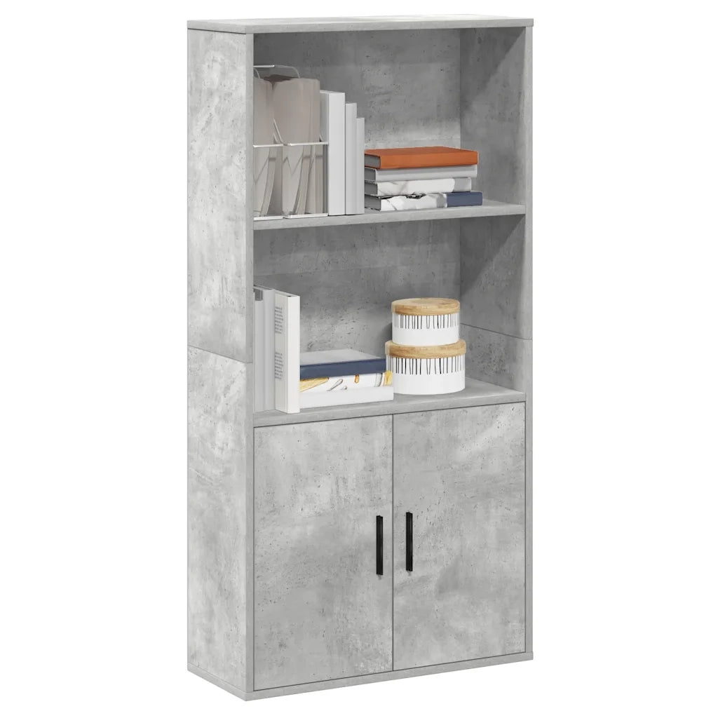 Libreria-Scaffale per Libri-Mobile di Stoccaggio Grigio Cemento 60x24x120 cm in Legno Multistrato
