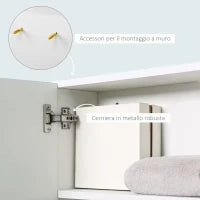 kleankin Specchiera Bagno a Parete con Anta e 3 Ripiani Laterali in Legno, 60x18x50cm, Bianco