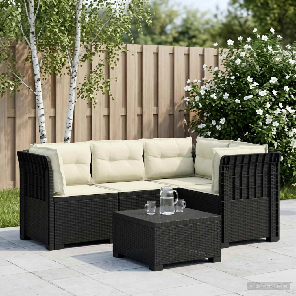 Divano da Giardino 4 Posti con Cuscini Aspetto Rattan PP 3443978