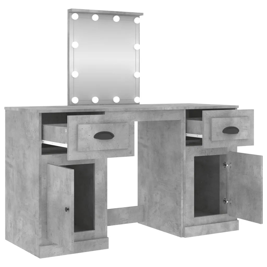 Toeletta | Tavolo da Trucco con LED Grigio Cemento 130x50x132,5 cm