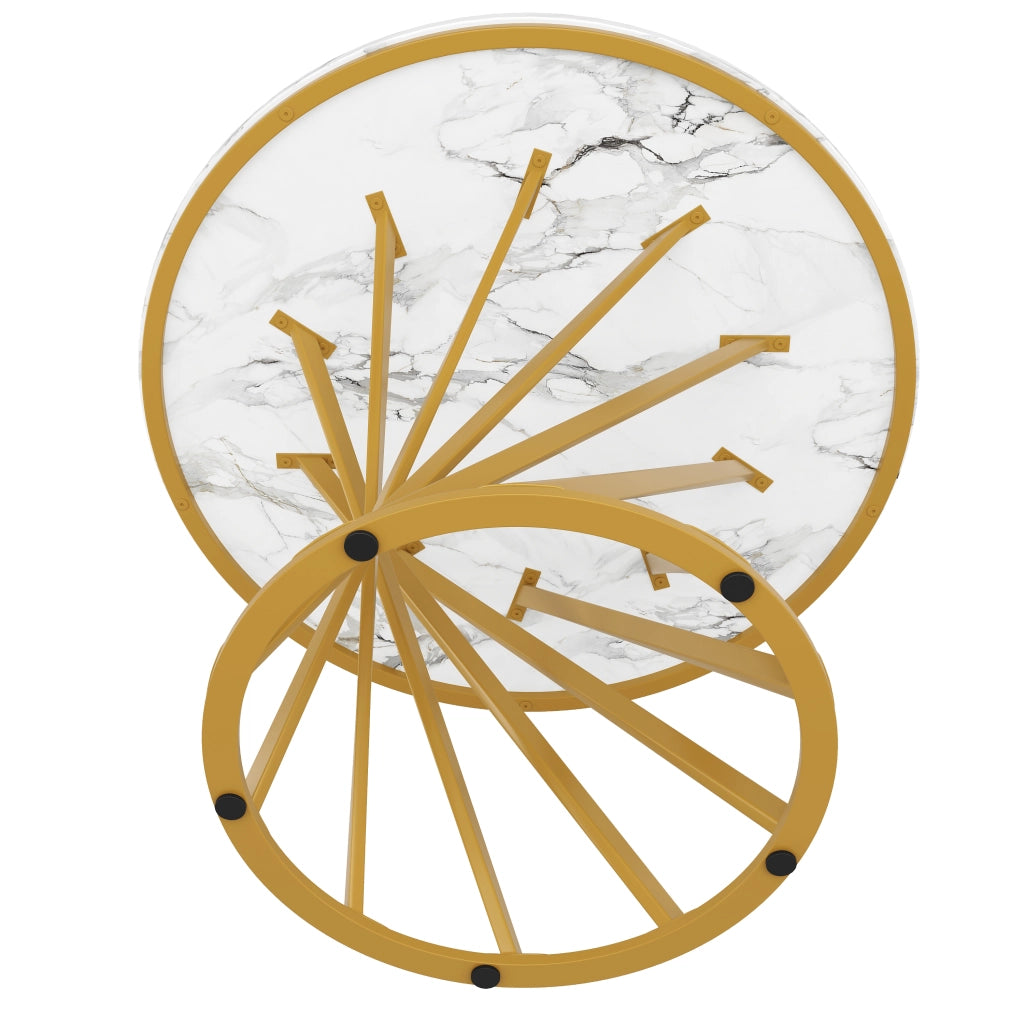 Tavolo da pranzo rotondo con piedini regolabili, in MDF e metallo, per sala da pranzo e soggiorno, 80 × 80 × 76 cm