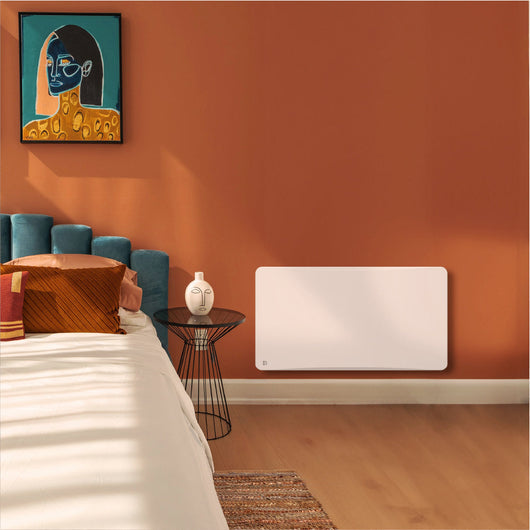 Radiatore elettrico fisso con inerzia ceramica a secco 1500W plug & play OVEO orizzontale bianco