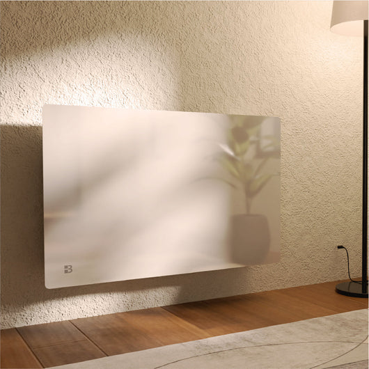 Radiatore elettrico fisso con frontale in vetro ceramico ad inerzia secca 1500W IRIS orizzontale bianco