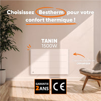 Radiatore elettrico fisso ad inerzia ceramica a secco 1500W TANIN orizzontale bianco
