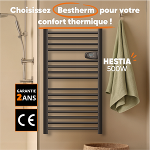 Scaldasalviette elettrico senza liquidi 500W H.98xL54cm HESTIA nero