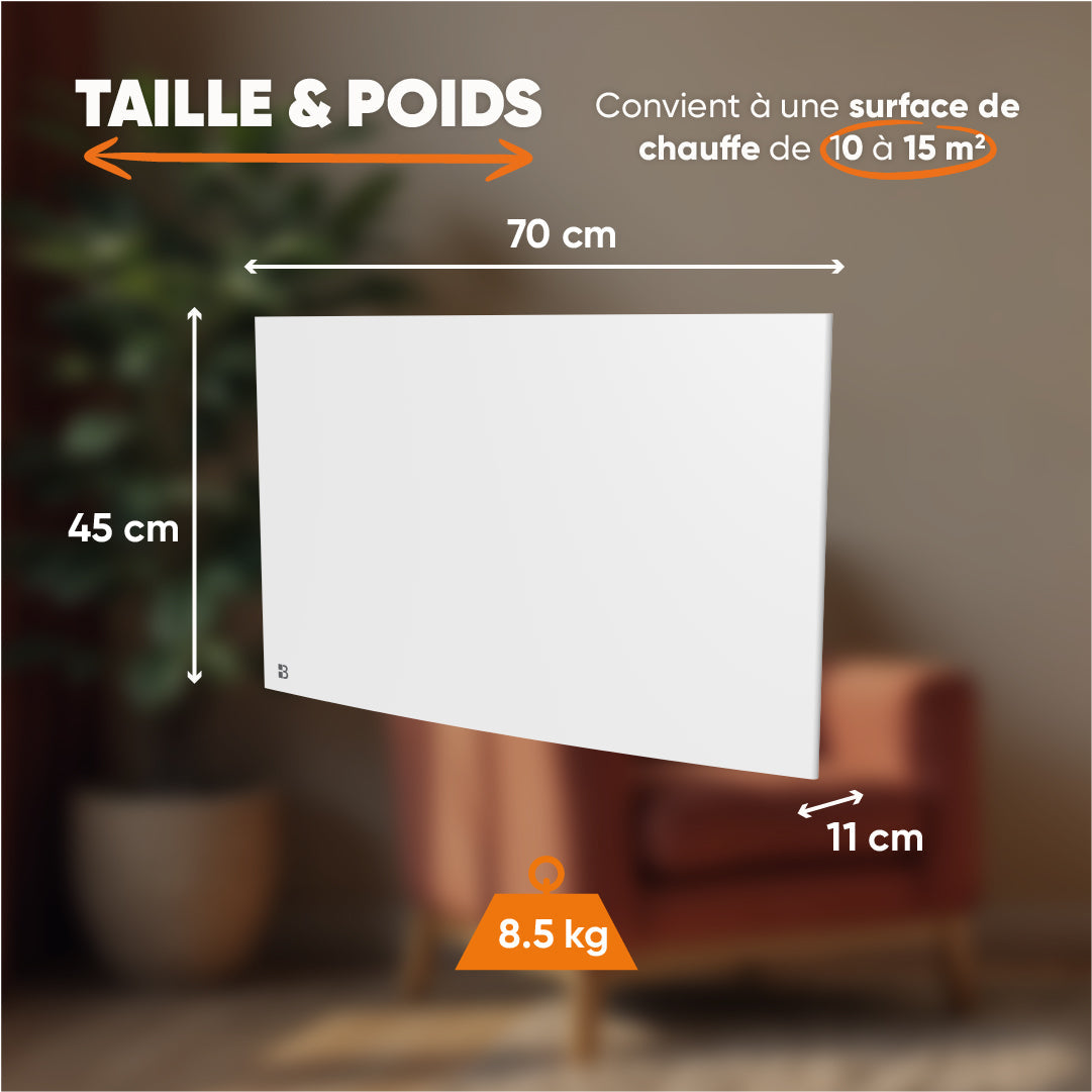 Radiatore elettrico fisso a inerzia secca in ghisa Bestherm BIA 1500W, orizzontale, bianco