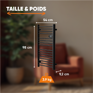 Scaldasalviette elettrico senza liquidi 500W H.98xL54cm HESTIA nero