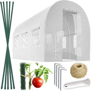 Foglia Tunnel Climatico con Struttura in Acciaio - Set di 2 x 3 x 2 m - 6 m² - Bianco - Inclusi Supporti per Piante e Accessori