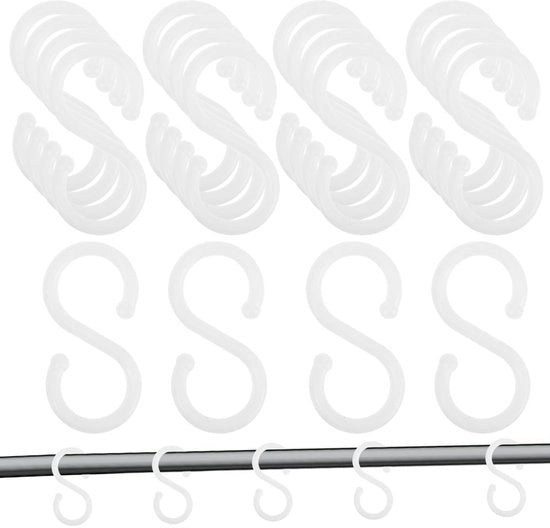 Sistema di Organizzazione a S per Cucina e Bagno - 100 Pezzi - Materiale Plastico Duraturo - Conservazione dello Spazio - Sistema di Organizzazione per Cucina e Bagno - Sostegno per Oggetti - 100 Unità