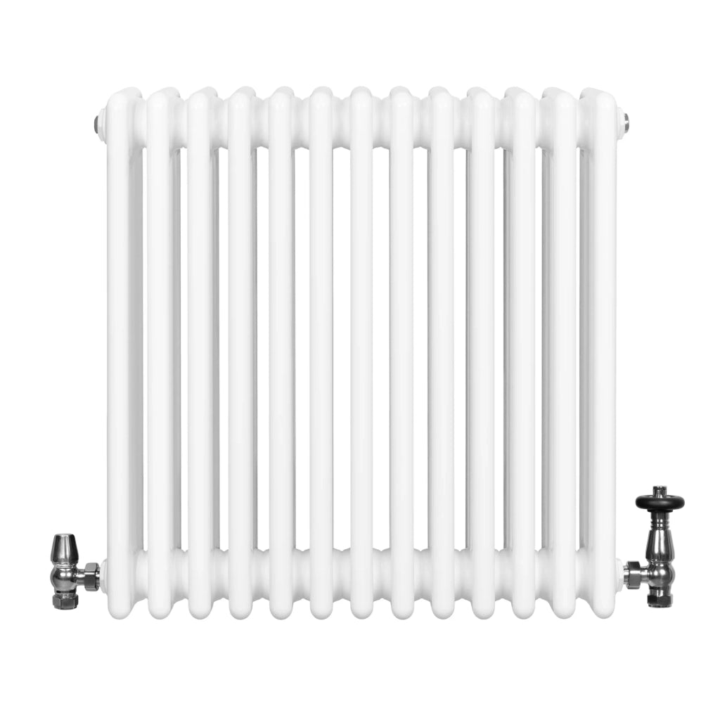 Radiatore Tradizionale 4 Colonne Orizzontale Bianco & Valvole 600 x 605 mm