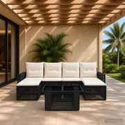 Set Divano da Giardino 7 pz Nero e Bianco Crema polyrattan 3436828