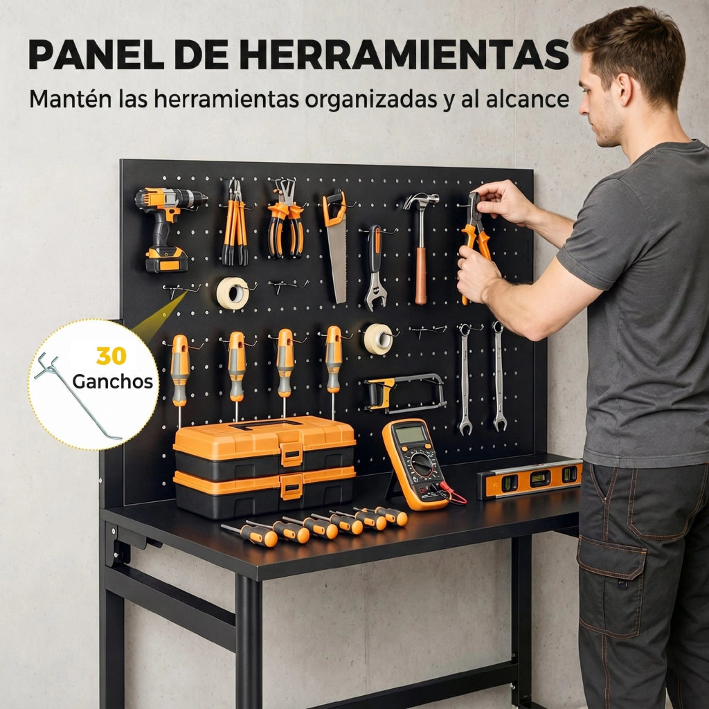 Tavolo da lavoro pieghevole con ruote e piano forato ¨C Minimal ¨C Nero 120x60x90 cm