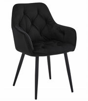 Sedia da pranzo Valora LUKK - Velluto nero con gambe nere x1
