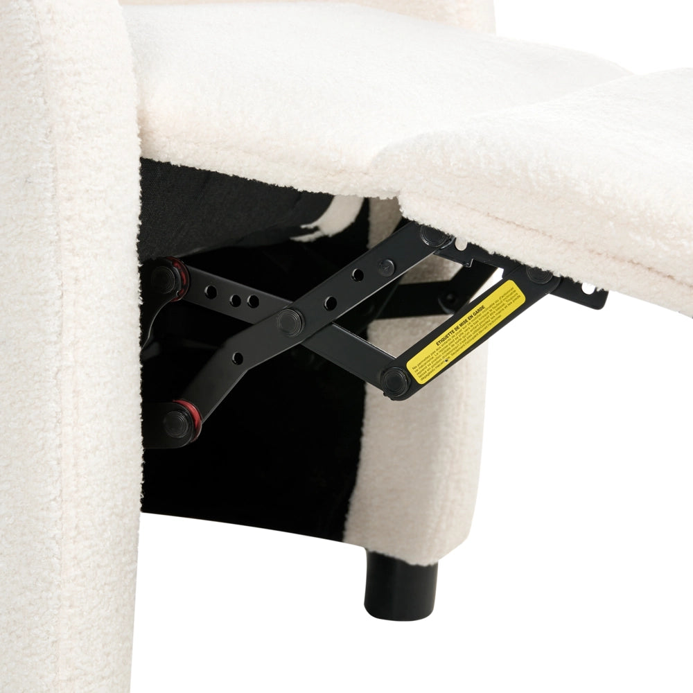 Sedia reclinabile Schienale regolabile Poggiapiedi Rivestimento in tessuto bianco sporco stile retò