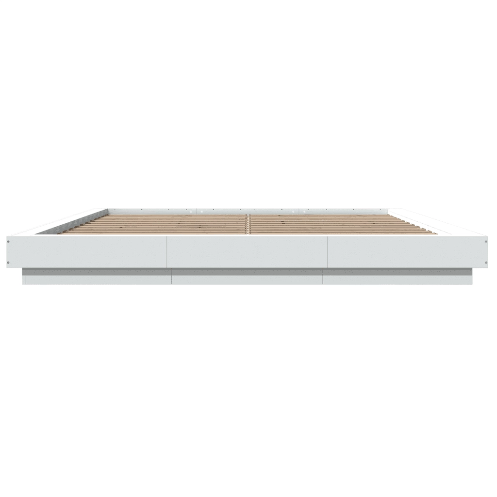 Giroletto con Luci LED-Struttura Letto Bianco 200x200 cm in Legno Multistrato 298446