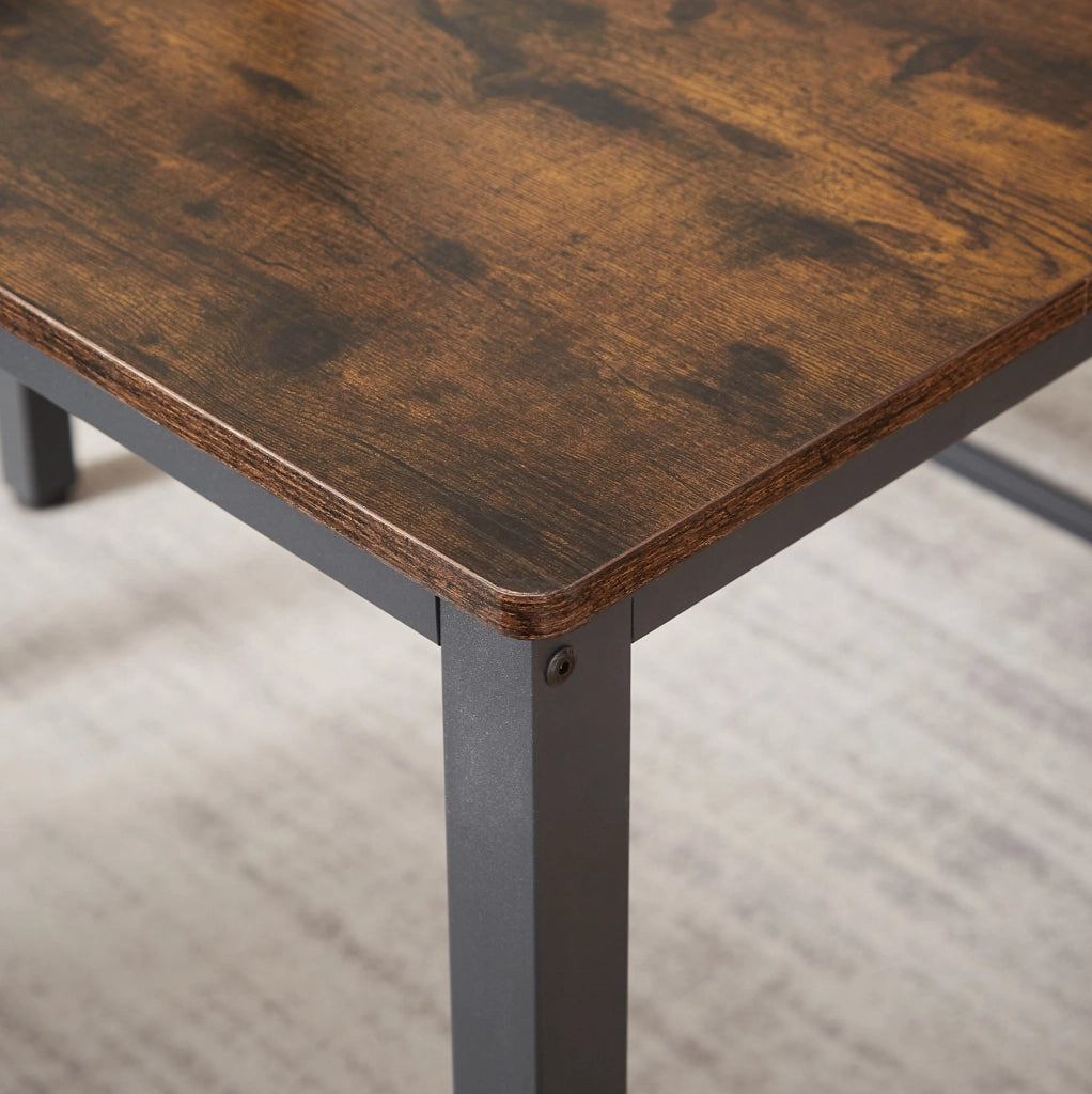 Set tavolo da pranzo con 2 panche 110x60 cm rustico nero