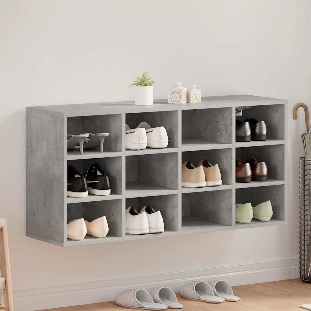 vidaXL Scarpiera Grigio cemento 103 x 30 x 51 cm Legno multistrato
