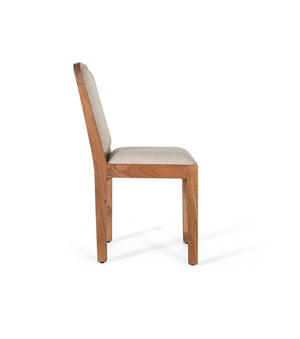 Set di 2 sedie in legno di acacia e tessuto beige