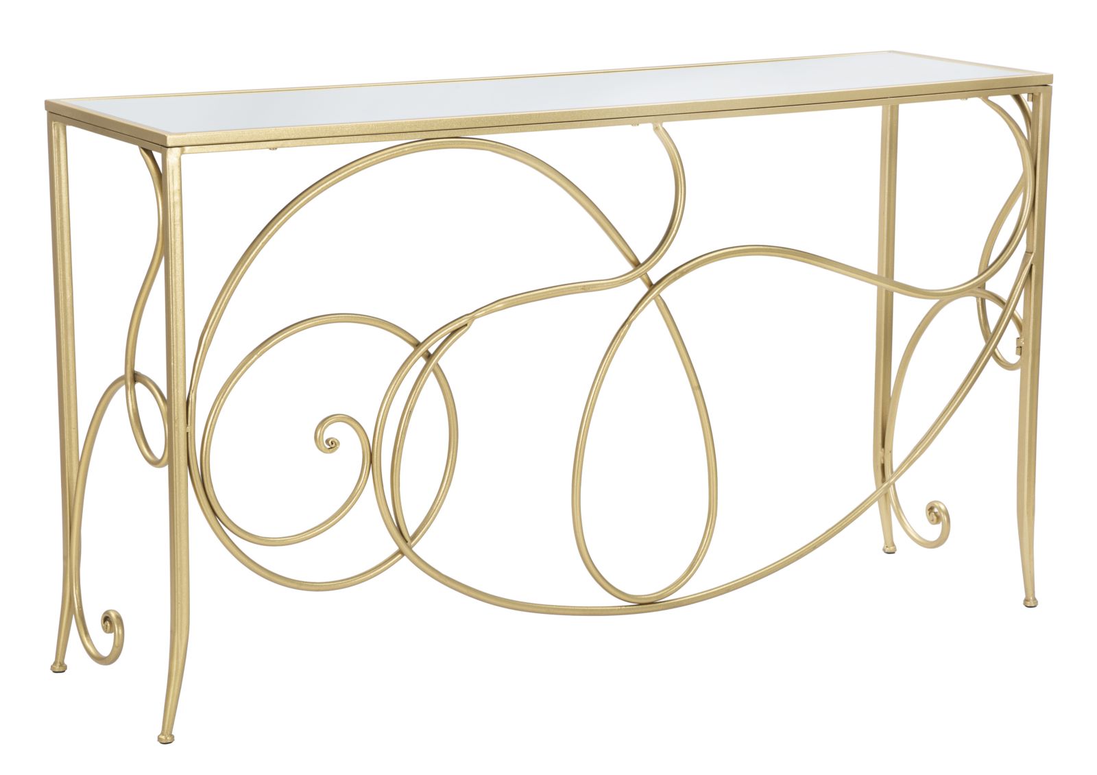 Console Art 140x40x80 cm in Ferro MDF e Specchio Oro