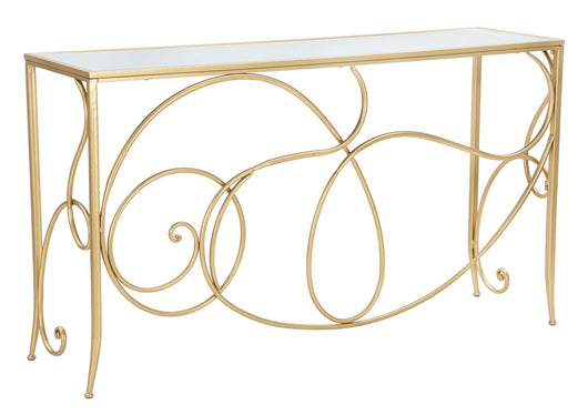 Console Art 140x40x80 cm in Ferro MDF e Specchio Oro
