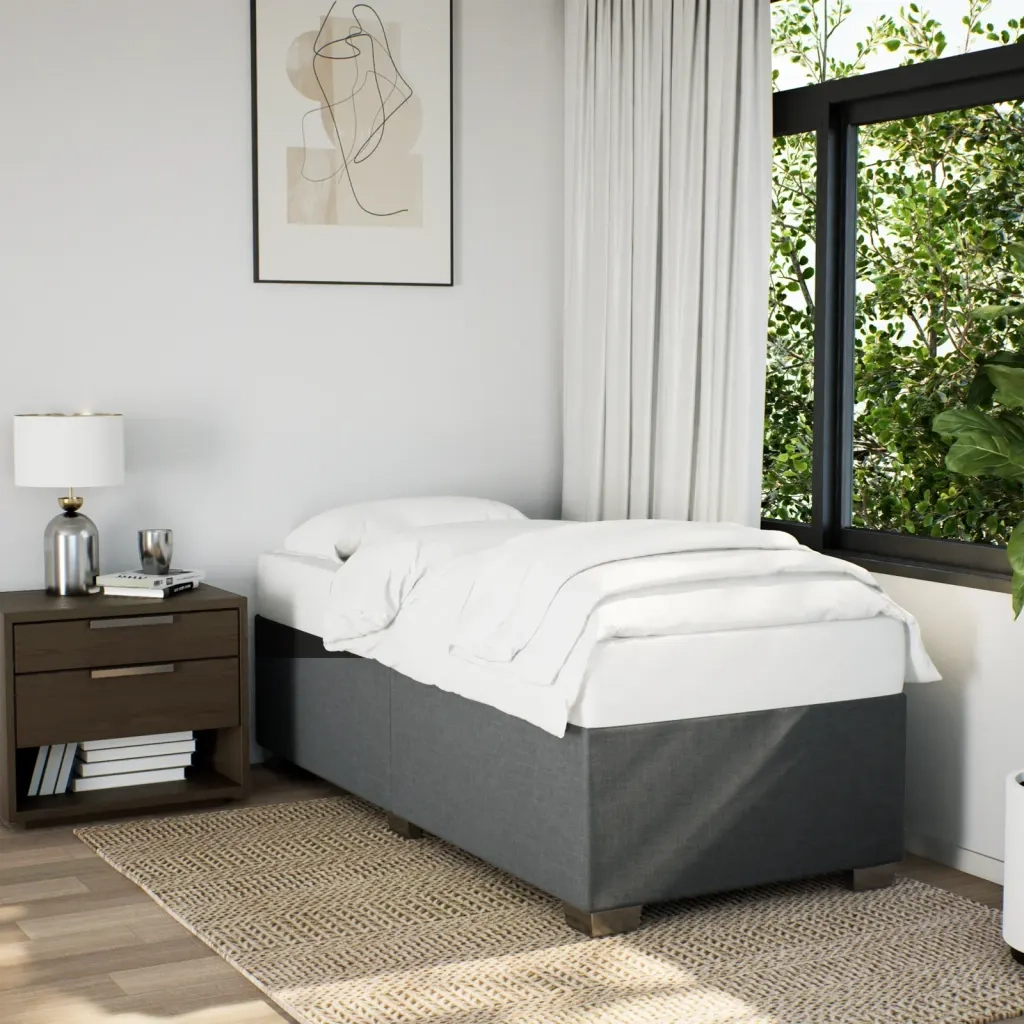 Giroletto a Molle con Materasso Grigio Scuro 80x200 cm Tessuto