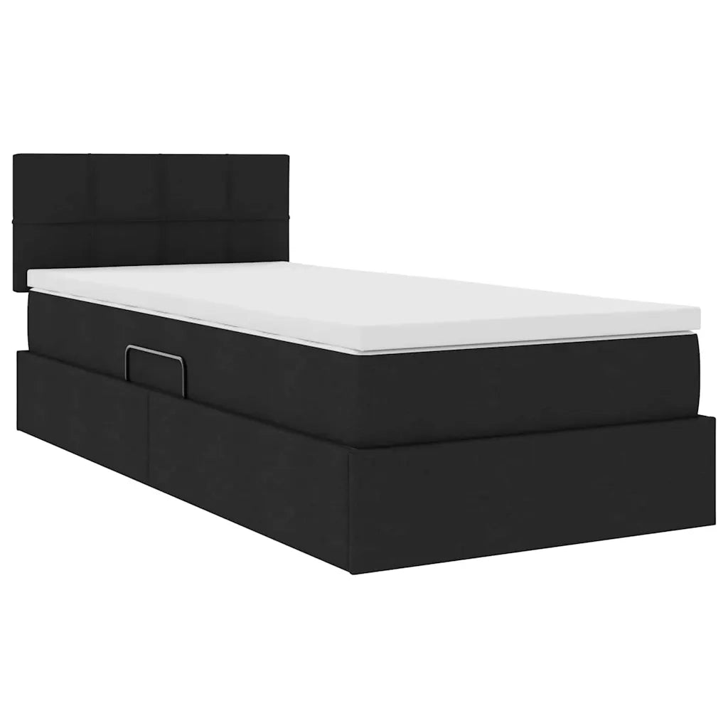 Letto con contenitore e materasso Nero 100 x 200 cm