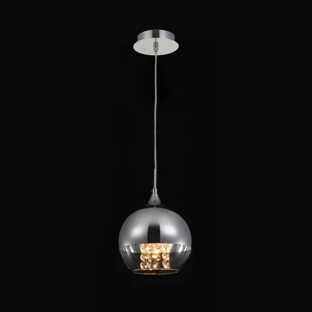 Maytoni Lampadario moderno Fermi 1 luce E27 nichel metallo diffusore vetro trasparente